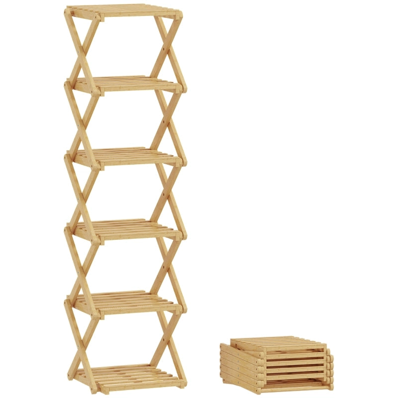 SCARPIERA pieghevole 30 x 29 x 108 cm Bambù naturale 6 livelli