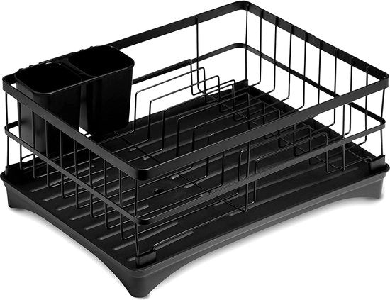Aria di servizio con contenitore per utensili e scarico, materiale nero, (42 x 30 x 18 cm)