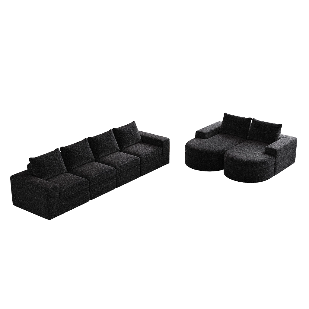 Divano Modulare Angolare con Chaise Longue ¨C MINIMAL ¨C Chenille, 2 Posti