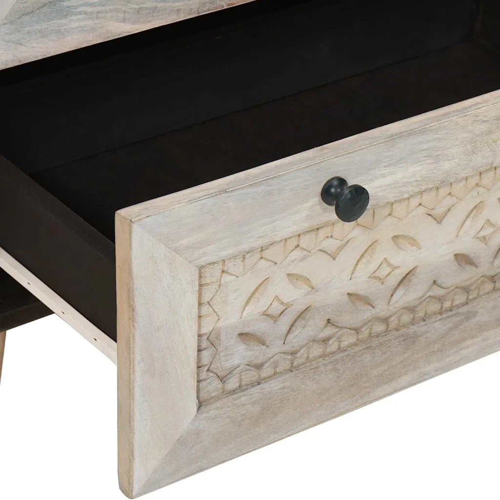 vidaXL Credenza 2 pcs Bianco 60 x 33 x 75 cm legno massello di mango