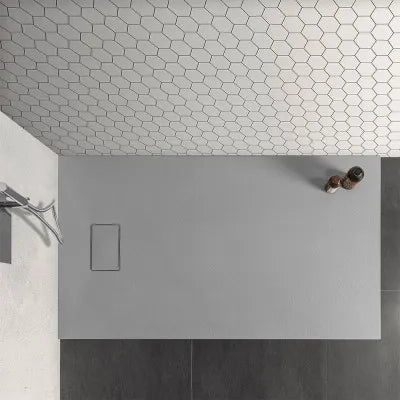 Piatto doccia 80x90 in resina grigio effetto pietra riducibile Agorà