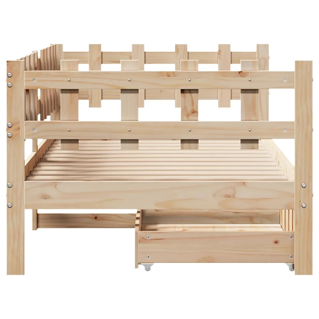 Dormeuse con Cassetti 90x190 cm in Legno Massello Pino