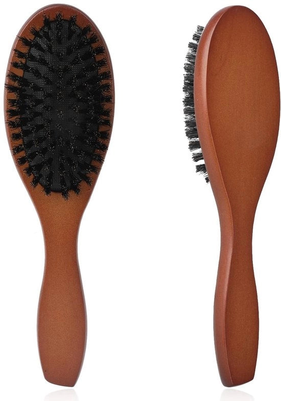 Spazzola per capelli a pelo di maiale - Antiklit - Per donne/uomini/bambini - Ripristina lucentezza/texture - Spazzola a setole di loto - 22,3 x 6 cm