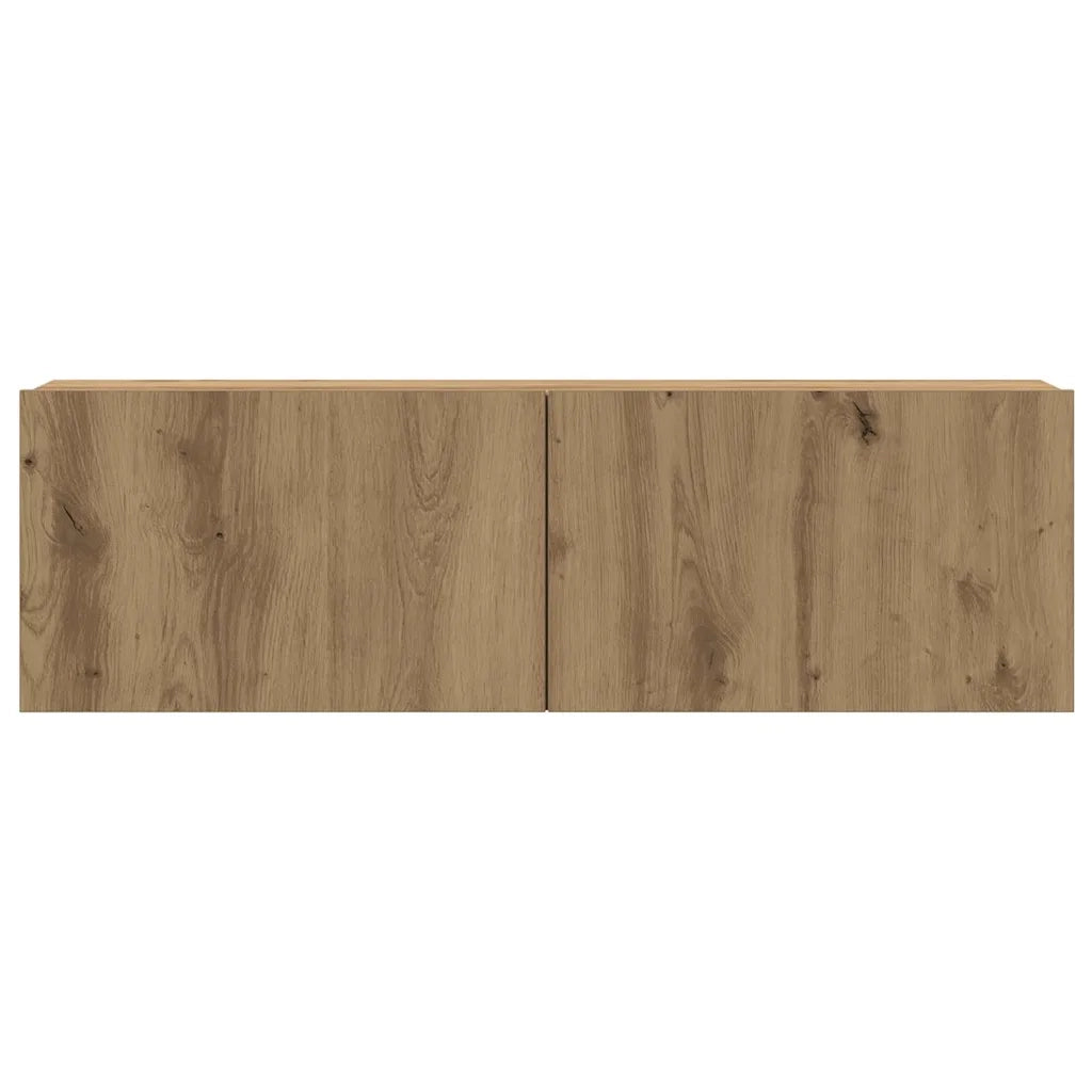 Set di 4 mobili porta TV a parete-Credenza per TV sospesa Rovere Artigianale 100x30x30 cm