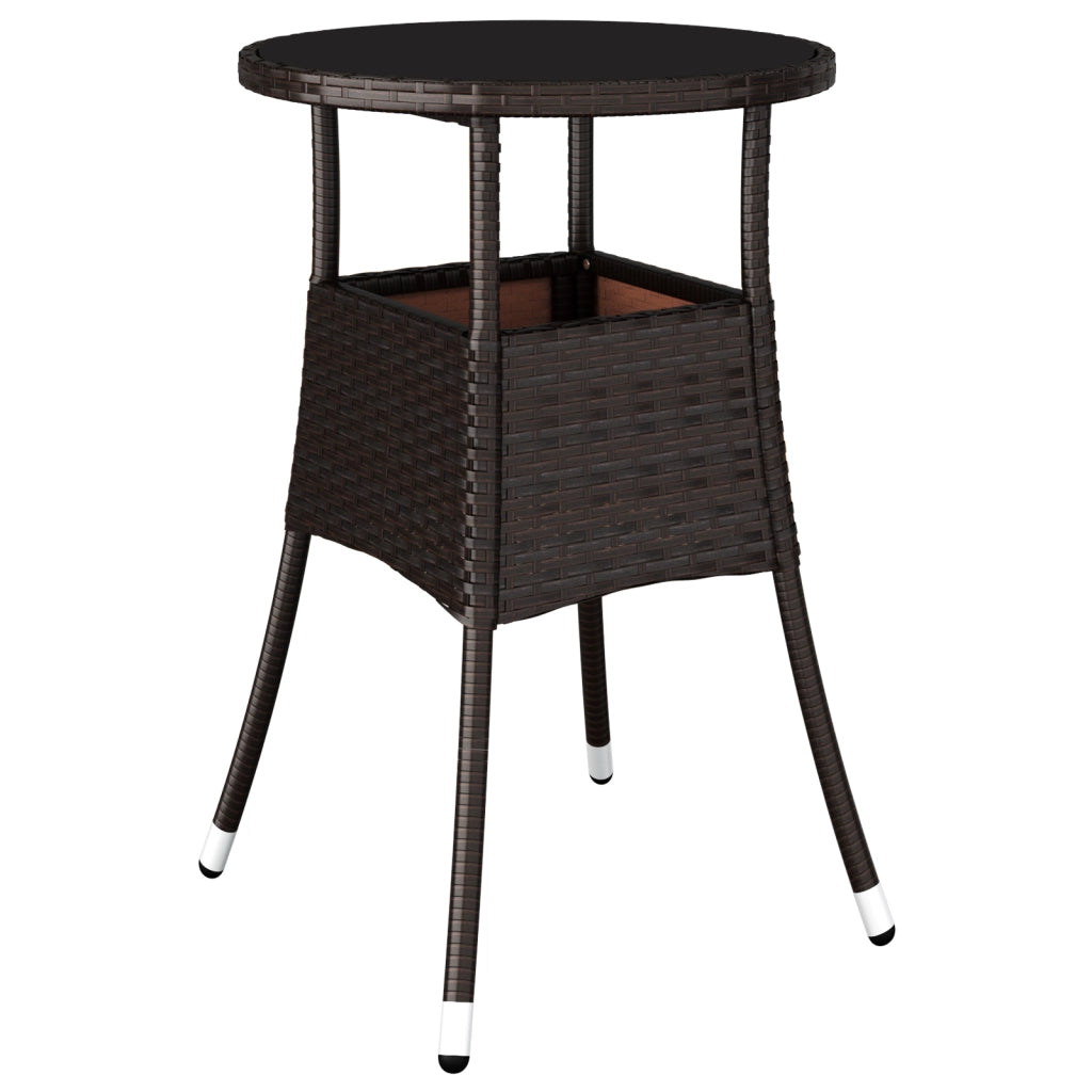 Set da Pranzo da Giardino 3 Pezzi Marrone in Rattan Polietilene