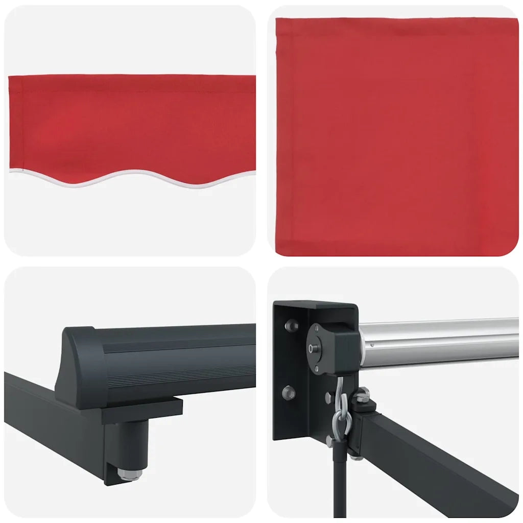 Tenda Retrattile Rosso 350 x 250 cm Poliestere e Alluminio 3330439