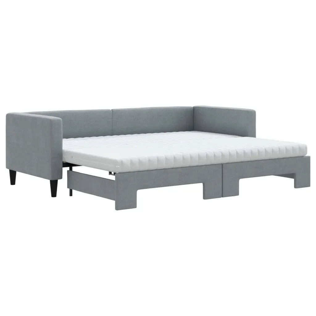 vidaXL Divano Letto Estraibile Materassi Grigio Chiaro 80x200 Tessuto