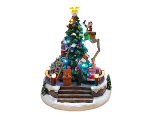 Villaggio Natalizio Albero con Babbo Natale 27h cm con Movimento Luci e Suoni