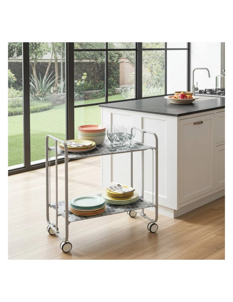 Carrello da cucina pieghevole grigio con ruote BAUHAUS 2 ripiani