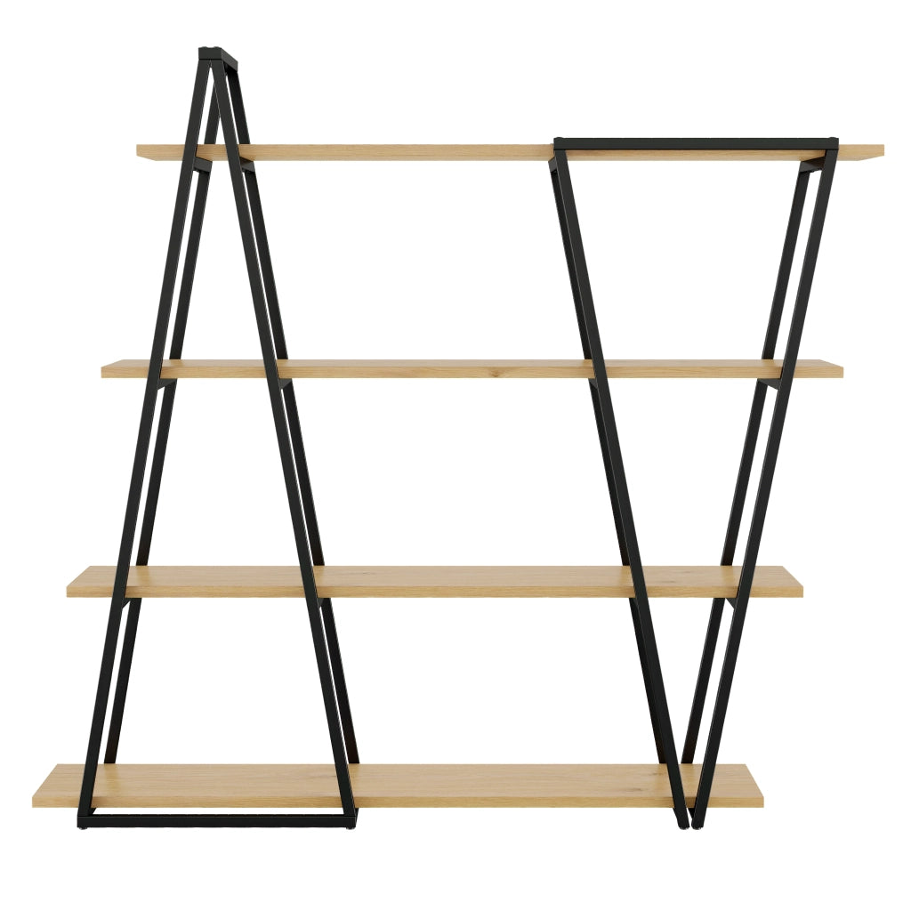 Libreria geometrica con 4 vani e anti ribaltamento per soggiorno 158×35×166 cm