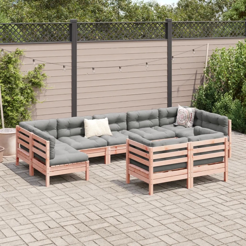 Set Divani Giardino 9 pz Cuscini Legno Massello Abete Douglas 3299634