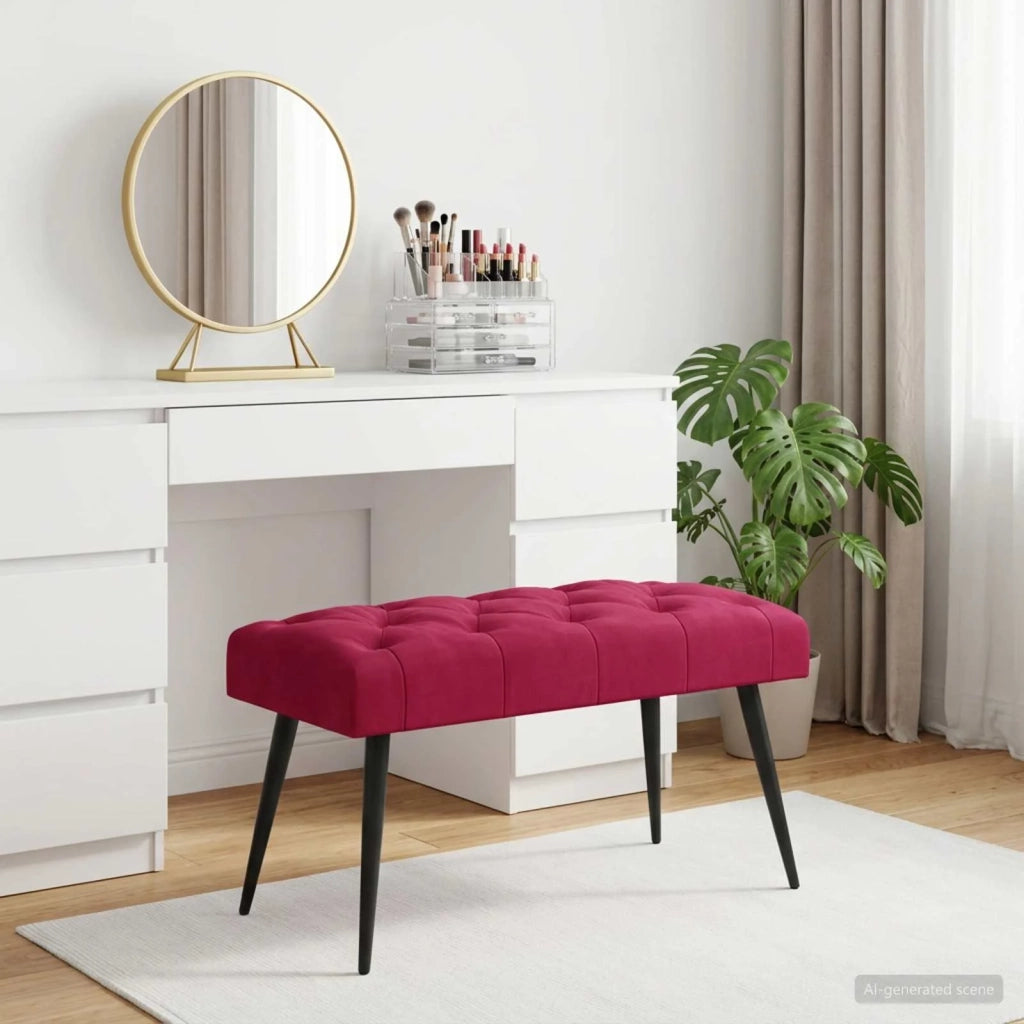 Panchina con bottoni imbottiti Rosso Vino 80 x 40 x 46 cm 42038562