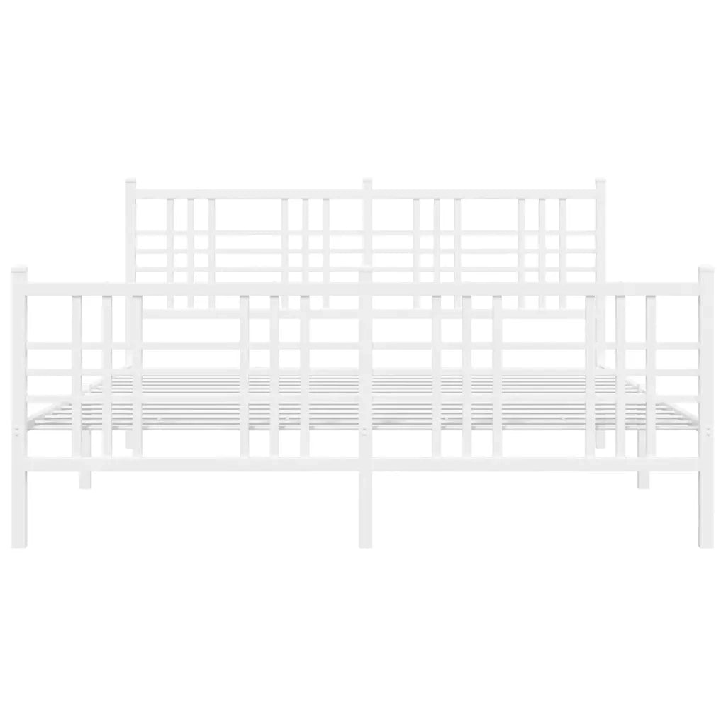 Giroletto con Testiera e Pediera Metallo Bianco 150x200 cm 376393