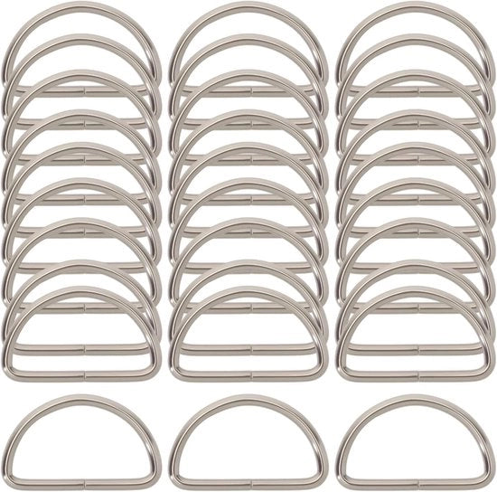 Set di D-ringen in metallo da 40 pezzi, a raggio 20 mm e 32 mm, acciaio inox per cinture, zaini e progetti DIY, duraturo e stabile lucidato.