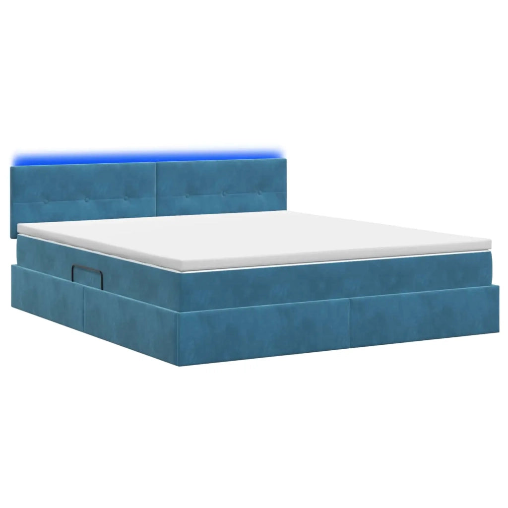 Letto con contenitore LED e materasso Blu Scuro 180 x 200 cm 3459268