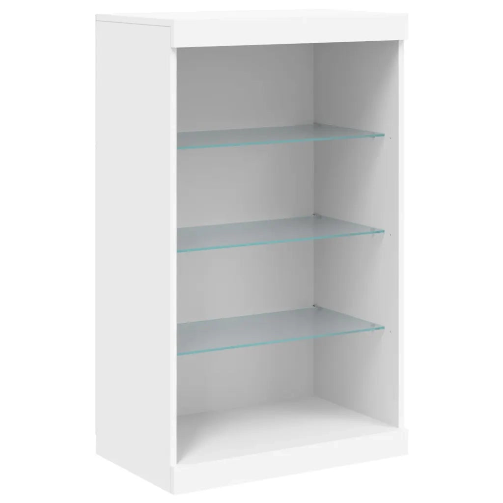 Credenza con Luci LED-Buffet-Armadio da cucina Bianca 181,5x37x100 cm 442537