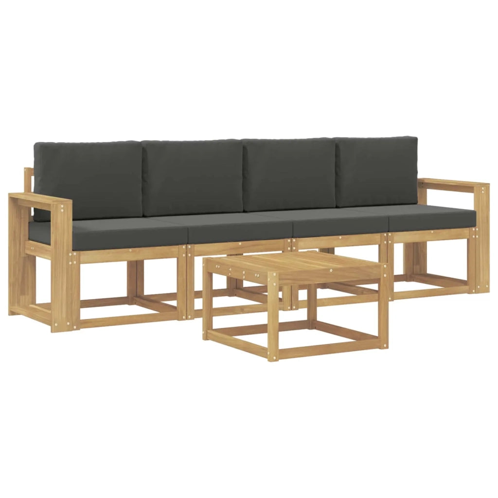 Set di divani da esterno con cuscino 5 pcs Bianco e Antracite