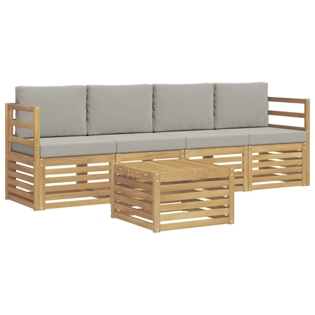 Set di divani da esterno 5 pcs Bianco e Grigio Chiaro 3391336