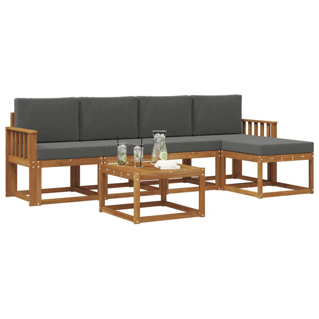 Set di divani da esterno con cuscino 6 pcs Naturale e Antracite 3366285