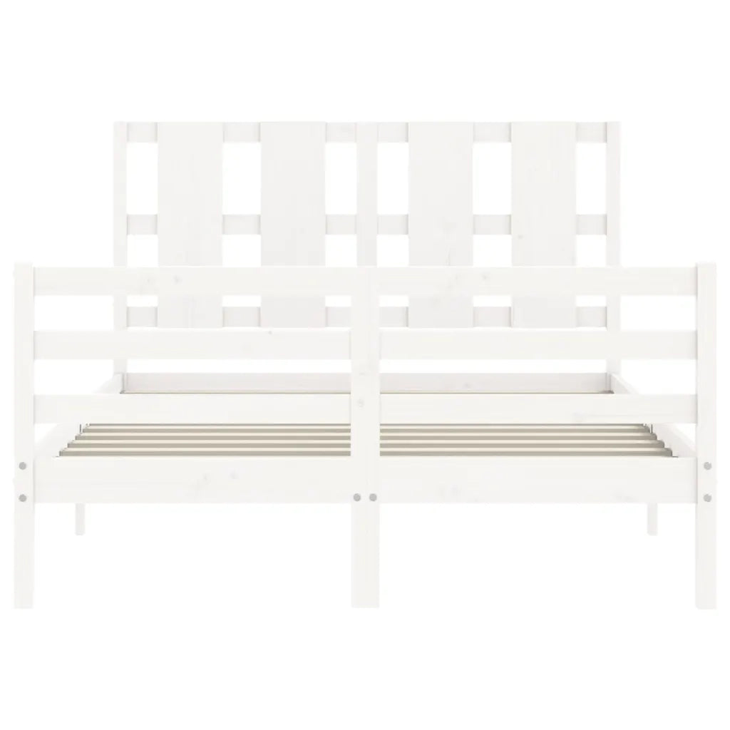 Giroletto con Testiera-Struttura Letto con testiera Bianco Small Double Legno Massello 145113
