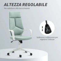 Sedia da Ufficio in Tessuto con Dondolo, Altezza Regolabile e Seduta Girevole, 63x63x117-127 cm, Verde