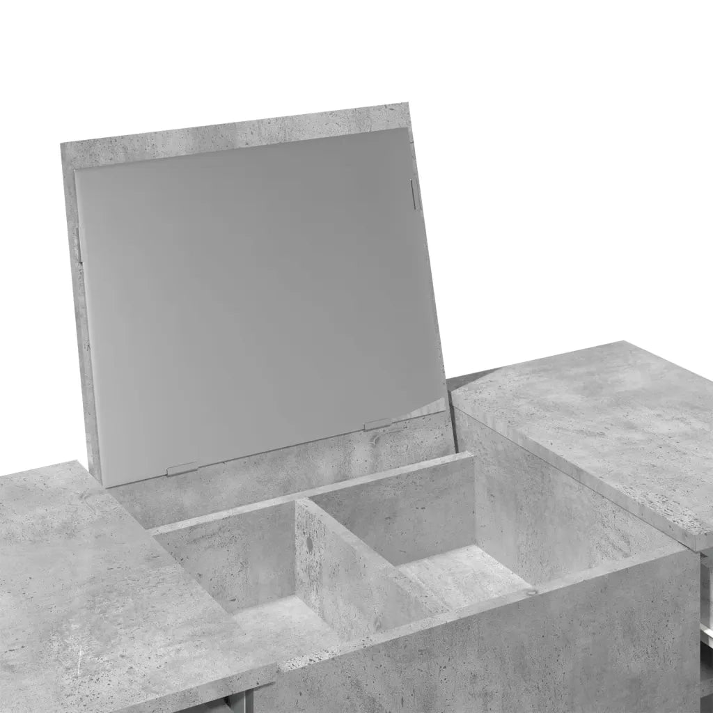 Toeletta | Tavolo da Trucco con Specchio Grigio Cemento 100x45x76 cm