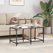 Tavolino con Piano in Vetro-Tavolino da soggiorno-Tavolo Nero 78,5x40x40 cm Acciaio 843010