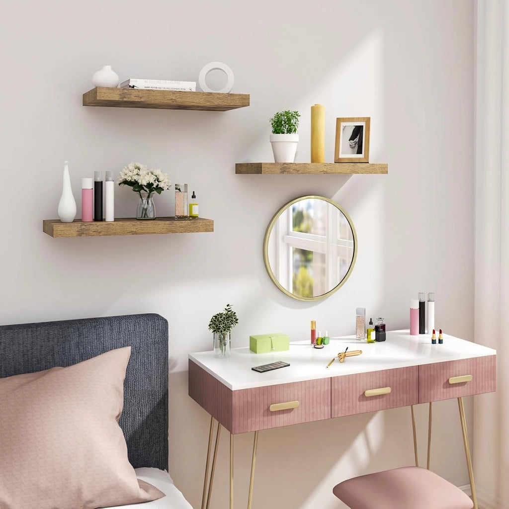 Mensola da Parete, Mensola da Muro, Legno MDF, Set di 3, per Cucina, Bagno, Soggiorno, ECC
