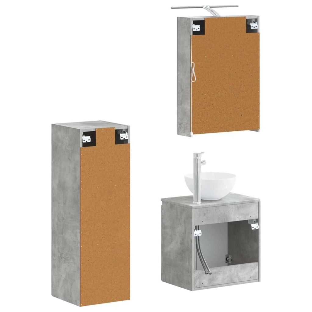 Set di mobili per il bagno 4 pcs Grigio Cemento 3407410