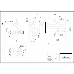 Boccola albero cardanico 175mm Attacco albero scanalato 8-32x38x6 per albero uscita 1 3/4" 6D