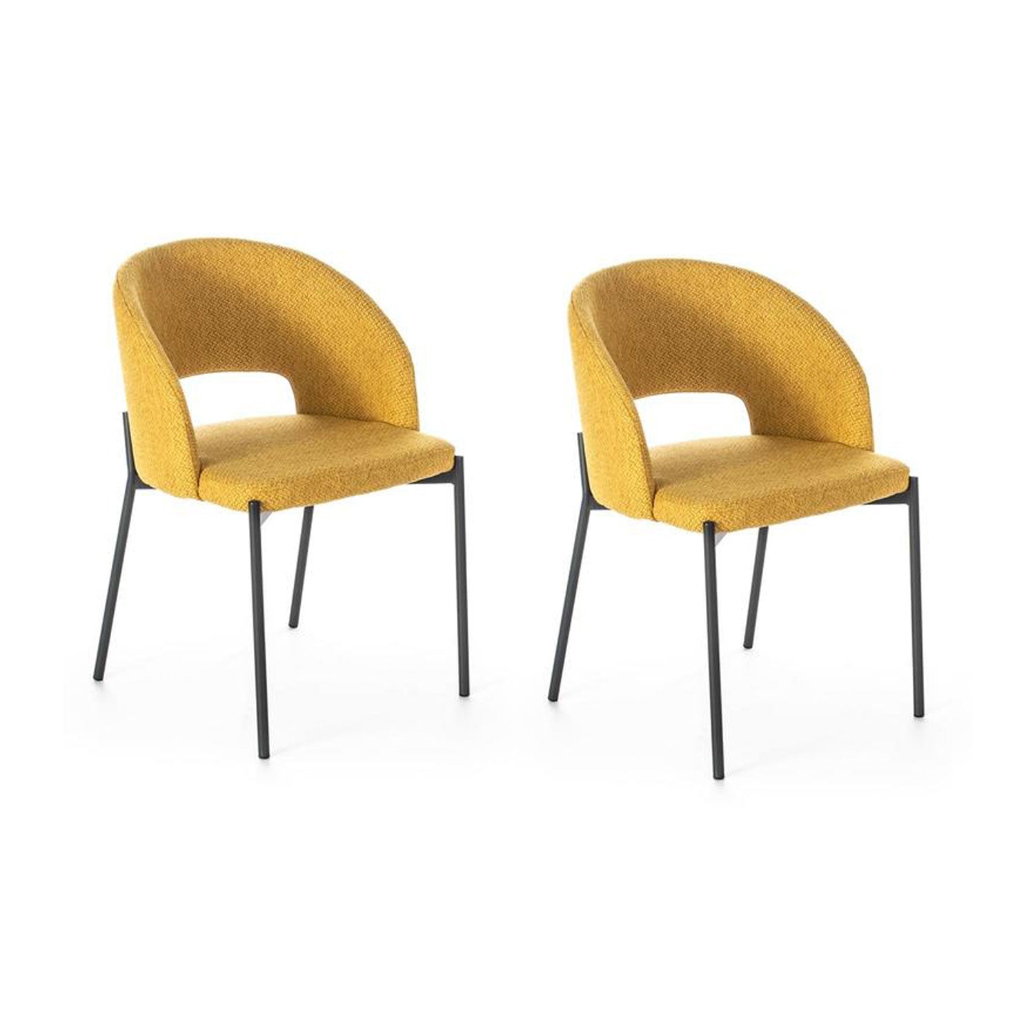 Set 2 Sedie 52x55,5xH78,5 cm in Tessuto Greta Giallo