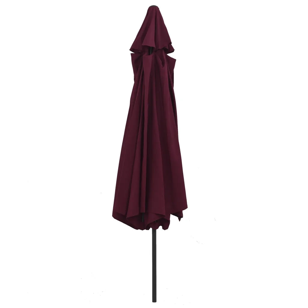 Ombrellone da Esterni con Palo in Metallo 390 cm Rosso Bordò 47382