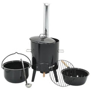 Cannone Gulasch con Camino e Coperchio Nero Acciaio Smaltato CFW1093226