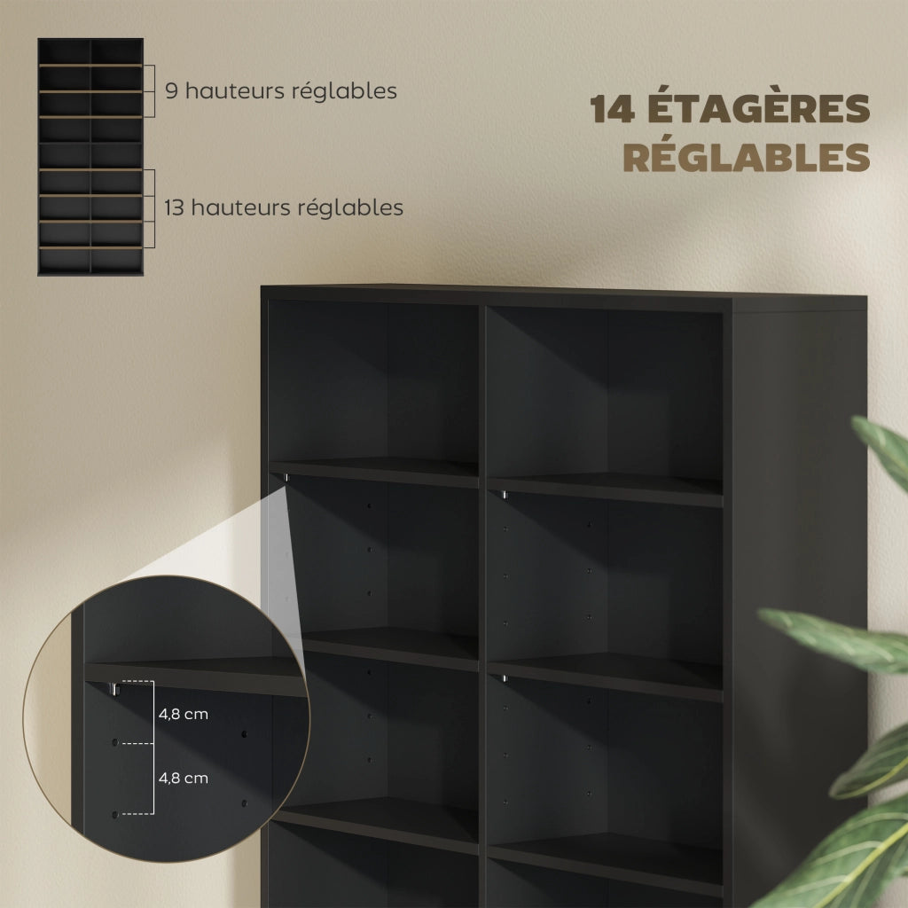 Mobile per CD e DVD 18 compartimenti ¨C Zephmum ¨C Nero 78.5x24x175 cm