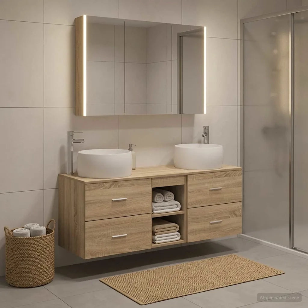 Set di mobili per il bagno 4 pcs Rovere Sonoma 3407025