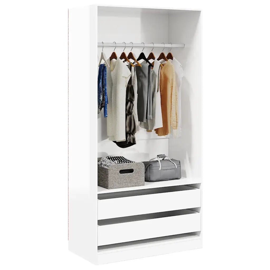 Armadio Bianco Lucido 100x50x200 cm in Legno Multistrato 800609