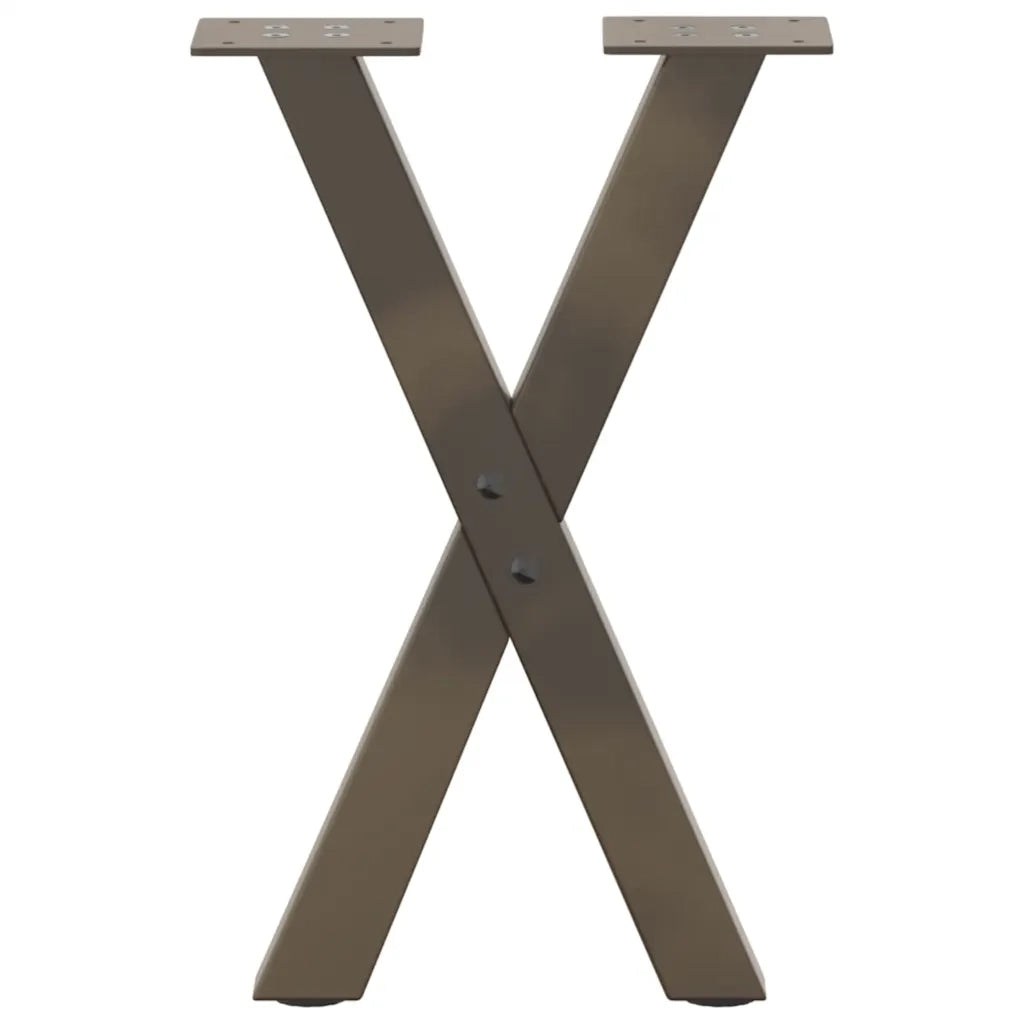 Gambe per Tavolino da Caff¨¨ a Forma di X 2 pz | Piede del tavolo Acciaio Naturale 38x(42-43) cm Acciaio