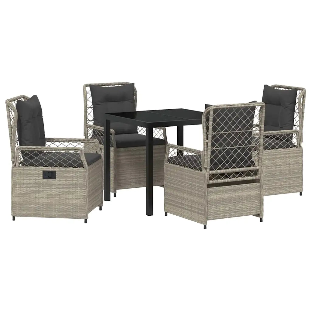 Set da Pranzo per Giardino 5 pcs Grigio chiaro polyrattan 3381017