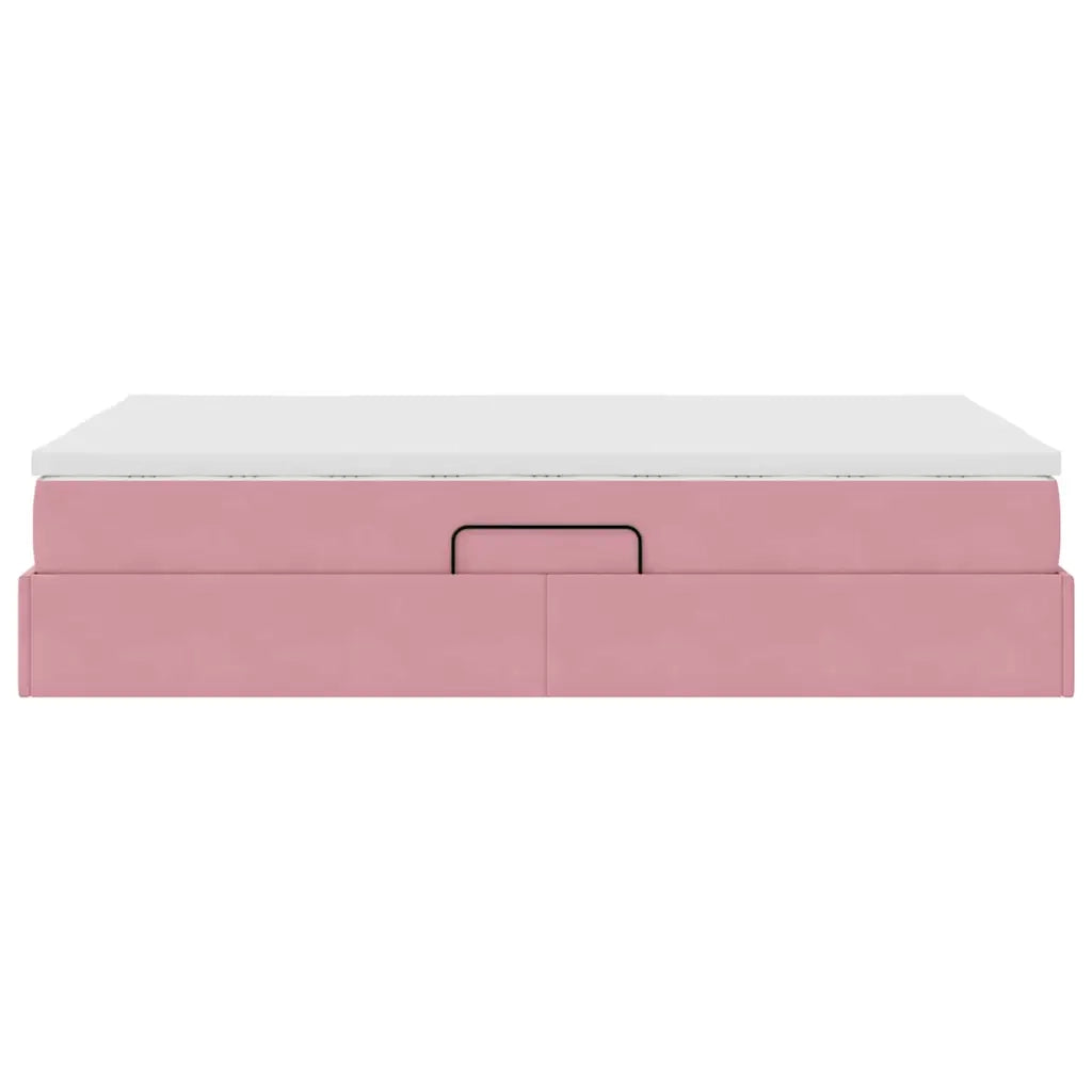 Letto con contenitore e materasso Rosa 120 x 200 cm Velluto 3370298