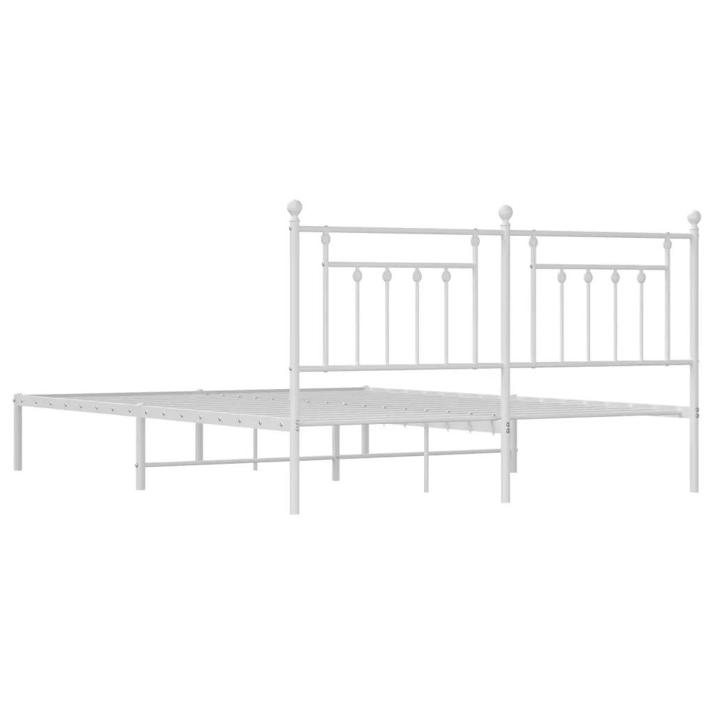 Giroletto con Testiera-Struttura Letto con testiera Metallo Bianco 160x200 cm 373466