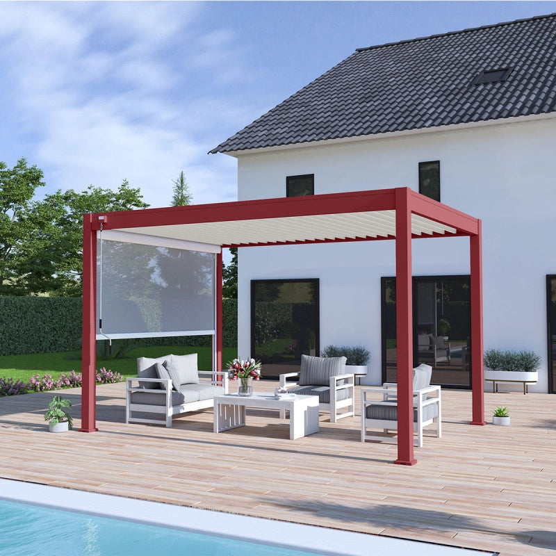 Pergola bioclimatica Ombréa® VS autoportante 3x4M - Rossa - Lame bianche