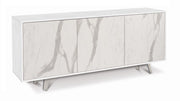 Mobile Madia 3 ante con apertura a spinta H74 L177 P41 struttura Bianco ossido frontali color marmo 7073k Sarmog