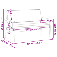 Panchina da giardino  con cuscini in legno massello di acacia