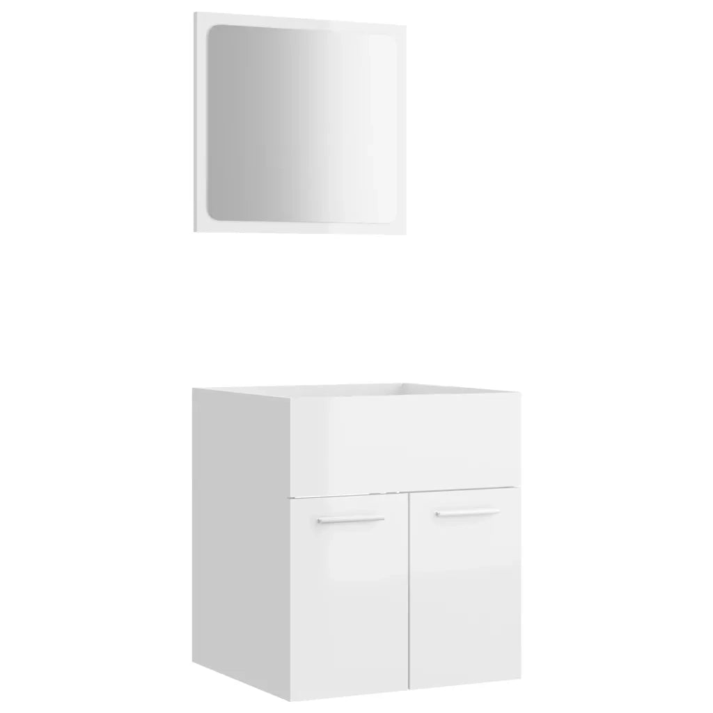 Set Mobili da Bagno 2 pz Bianco Lucido in Truciolato cod mxl 60668
