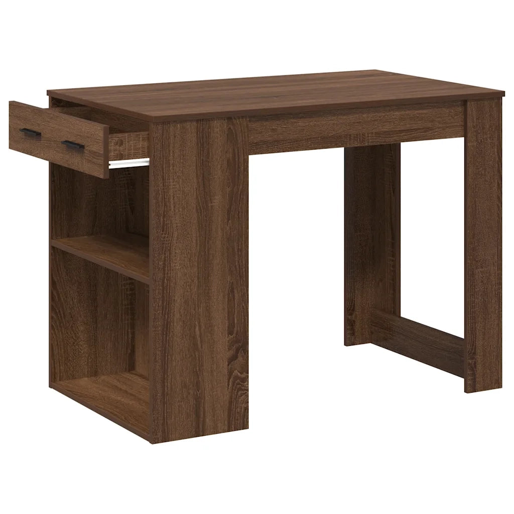 vidaXL Scrivania con Cassetto Ripiano Rovere Marrone Legno Multistrato