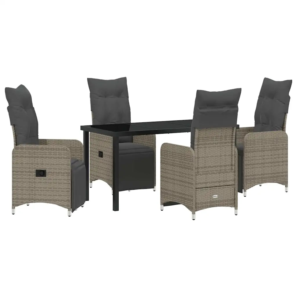 Set da Pranzo per Giardino con cuscino 5 pcs Grigio polyrattan 3379676