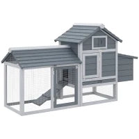 Pollaio Prefabbricato in Legno per 2 Galline con Recinzione e Nido per Cova, 150.5x54x87cm