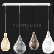 SOSPENSIONE BIANCO 4 LUCI RETTANGOLARE VETRI (2 PICCOLI (1XAM+1XBR)+2 MEDI (1XFU+1XTR)) 1193BI-S4 RPM-MC