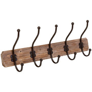 Appendiabiti da parete in legno con 5 ganci 60x1,3x8h cm