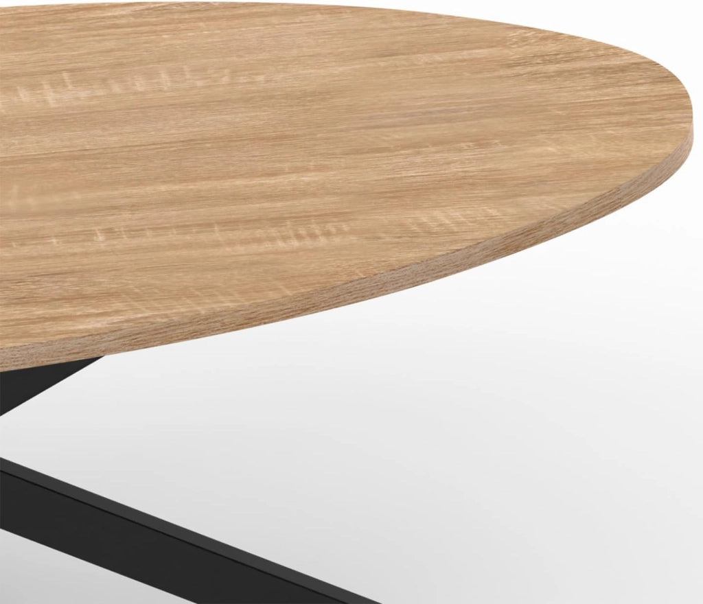 Mesa de centro ovalada ALIX con pata de madera y araña negra